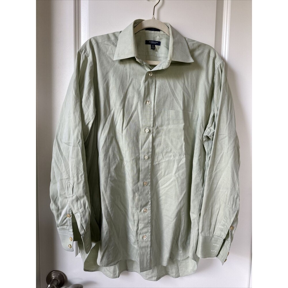Burberry London Dress Shirt Mens 15 1/2 - 33 Light Green Button Front Designer